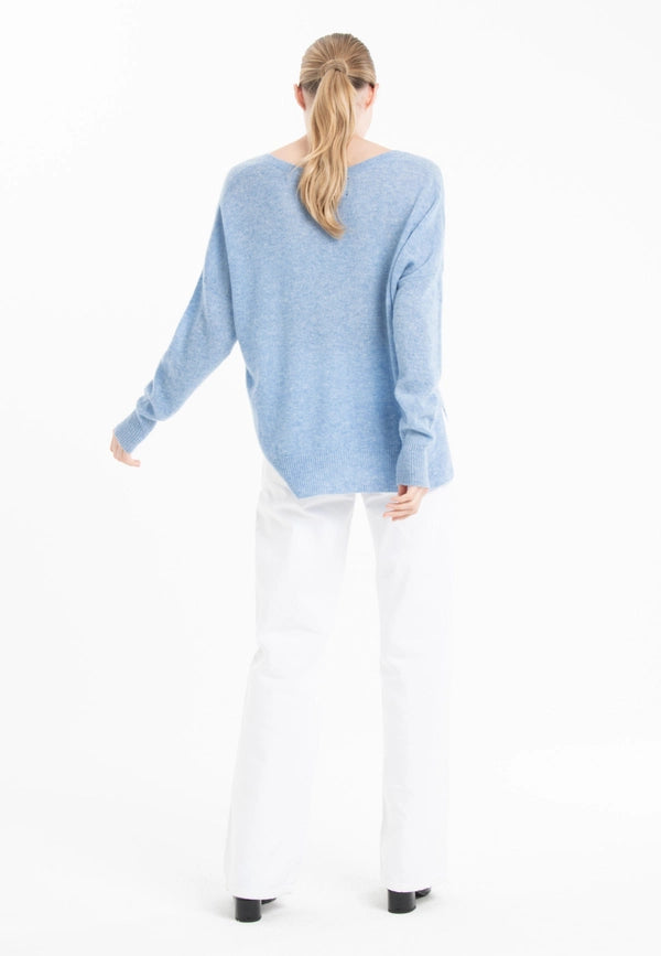 Ria 3 Sky Blue Oversized Deep V-Neck Cashmere Sweater-Sweater-STUDIO CASHMERE8-S-sky blue-Urbanheer