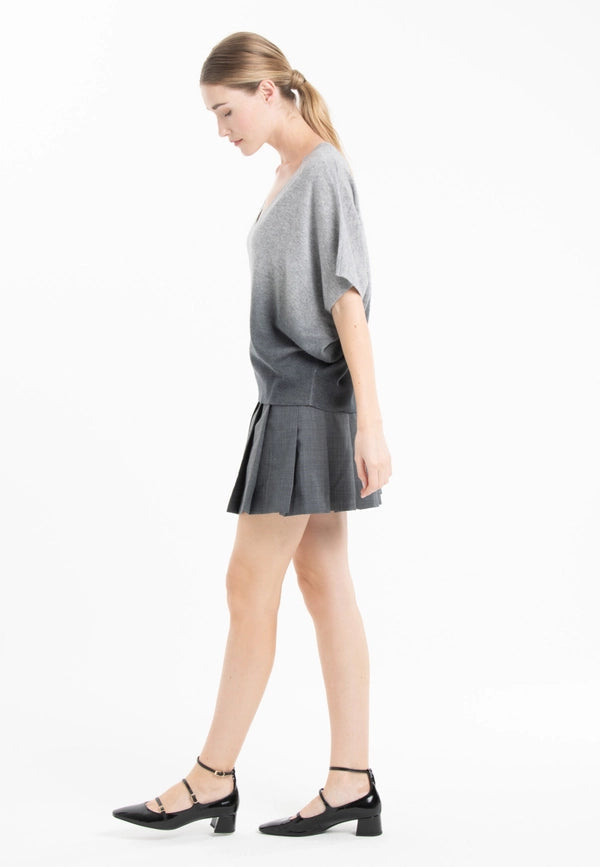 Ria 7 V-Neck Tie & Dye Bat Sleeves Sweater in Light Grey/Charcoal Grey Cashmere-Sweater-STUDIO CASHMERE8-S/M-light grey/anthracite gray-Urbanheer