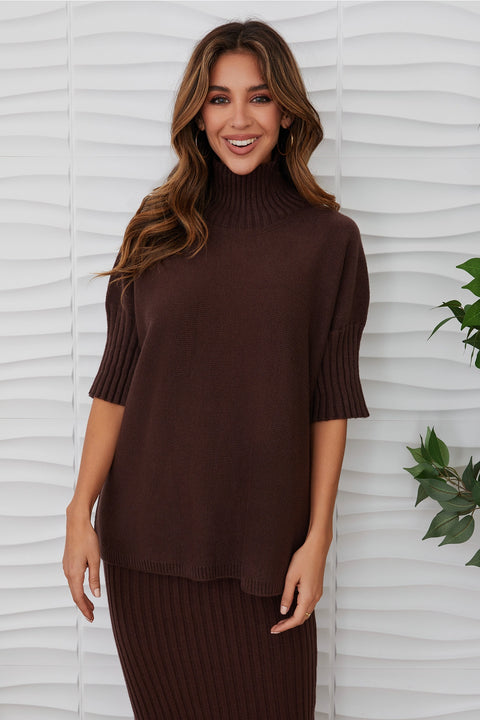 Rib Contrast Short Sleeve Top