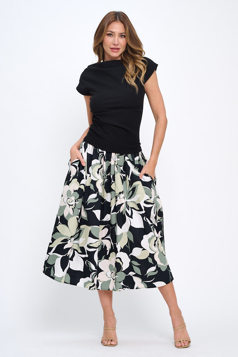 Rib Knit Cowl neck Short Sleeve Top-New Arrival-Reneecollection-Small-BLACK-Urbanheer