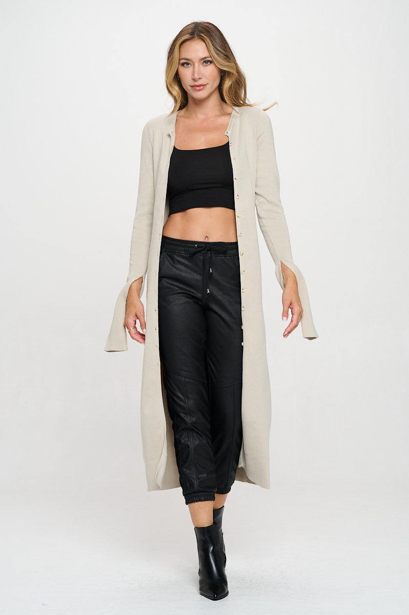 Rib Knit Maxi Dress with Buttons and Open Sleeve-New Arrival-Reneecollection-Small-OYSTER-Urbanheer