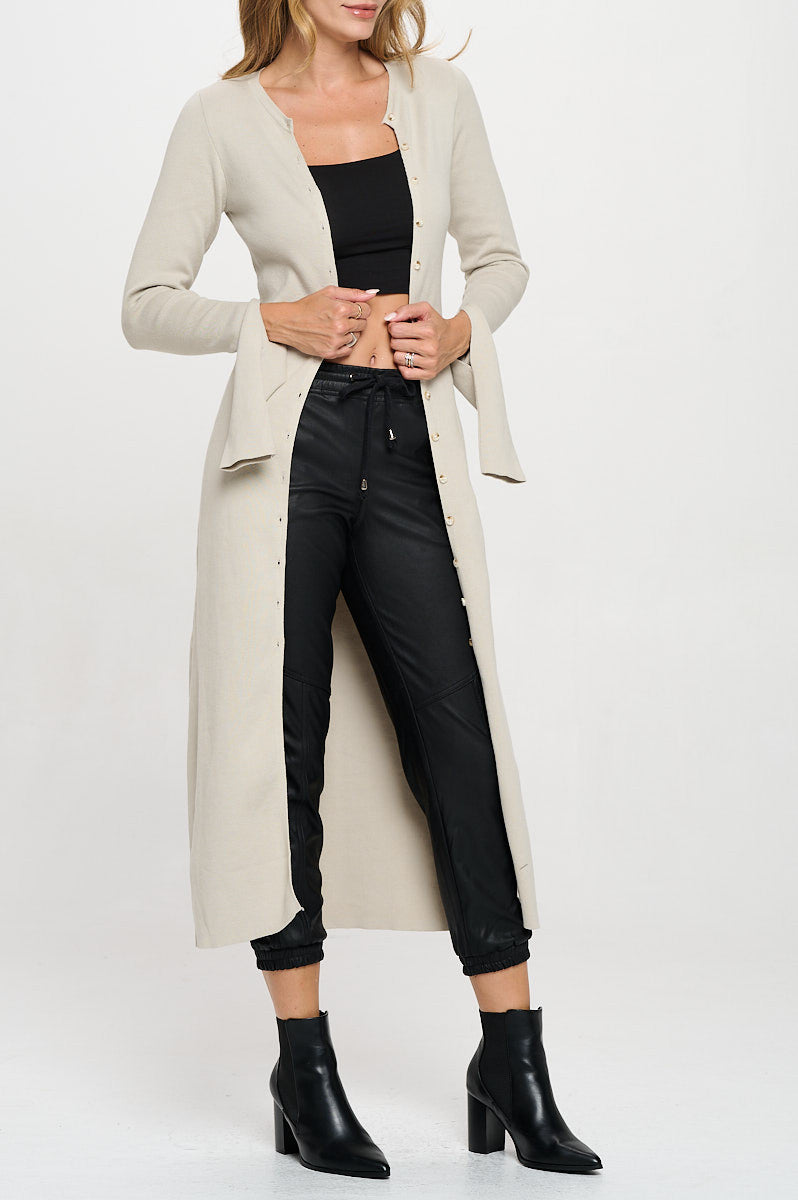 Rib Knit Maxi Dress with Buttons and Open Sleeve-New Arrival-Reneecollection-Small-OYSTER-Urbanheer