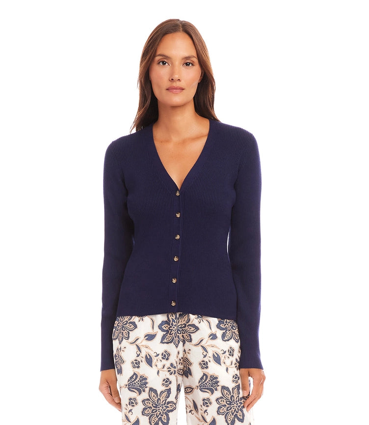 Ribbed Cardigan Sweater-Sweater-Karen Kane-XS-Navy-Urbanheer