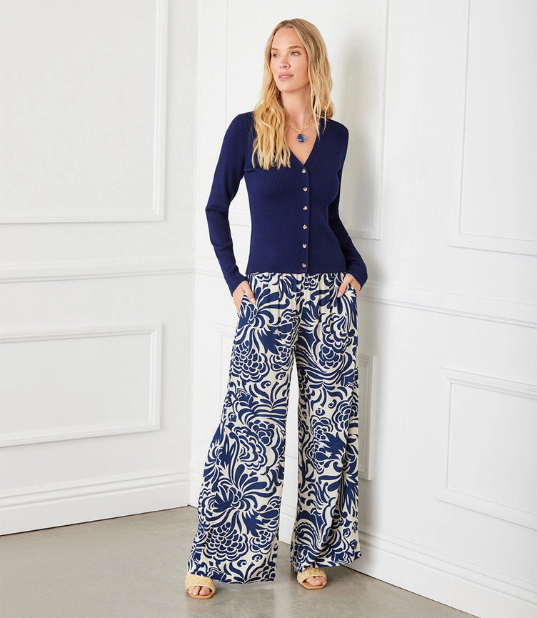 Ribbed Cardigan Sweater-Sweater-Karen Kane-XS-Navy-Urbanheer