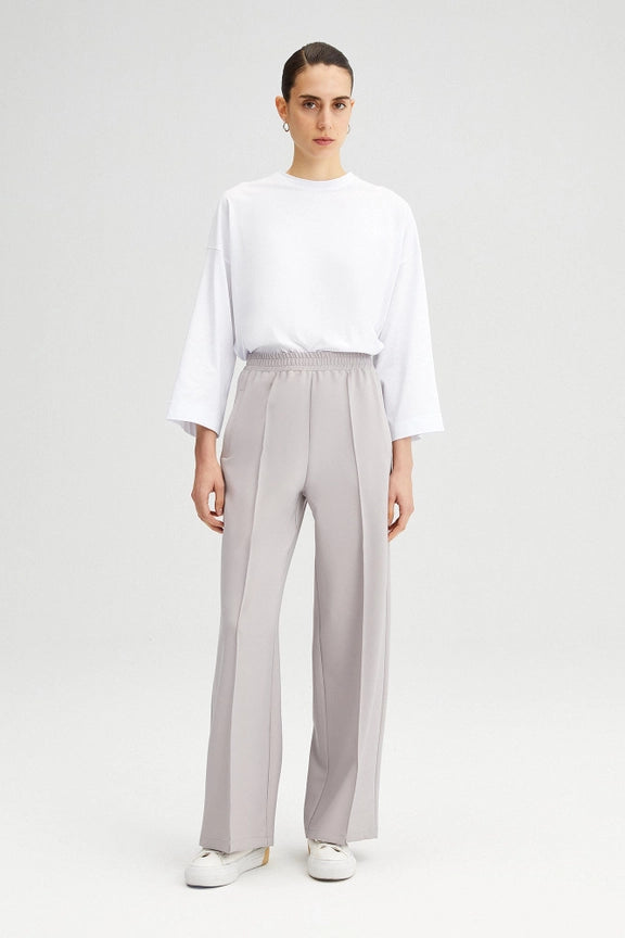 Ribbed Crepe Trousers Grey-Trousers-Touché-36-Grey-Urbanheer