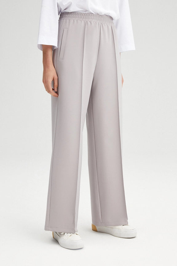 Ribbed Crepe Trousers Grey-Trousers-Touché-36-Grey-Urbanheer