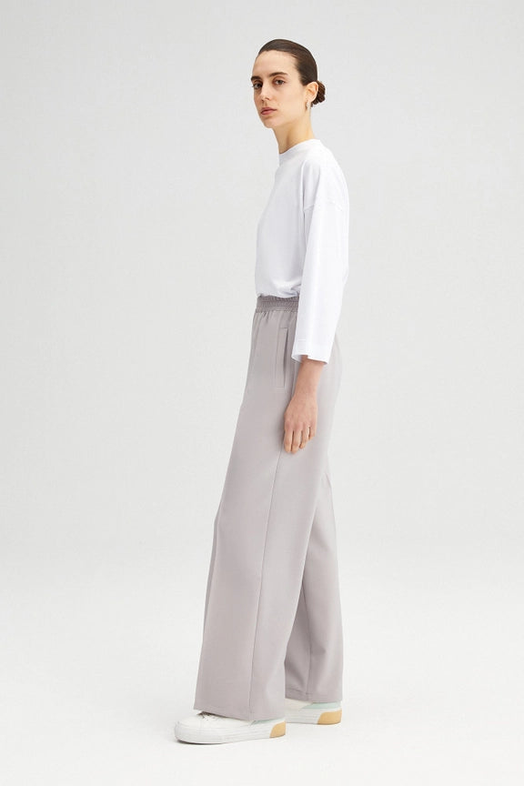 Ribbed Crepe Trousers Grey-Trousers-Touché-36-Grey-Urbanheer