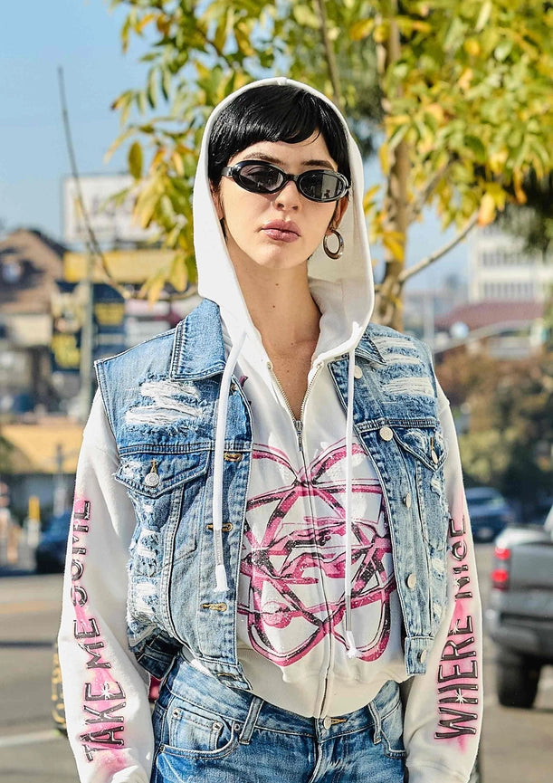 Ribbed Denim Sleeveless Jacket-Jacket-Vibrant M.i.U-S-Medium Stone-Urbanheer