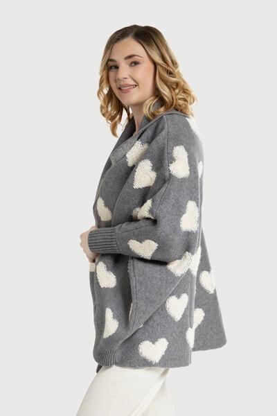 Ribbed Heart Cardigan Light Grey-Cardigan-SAACHI-Light Grey-Urbanheer