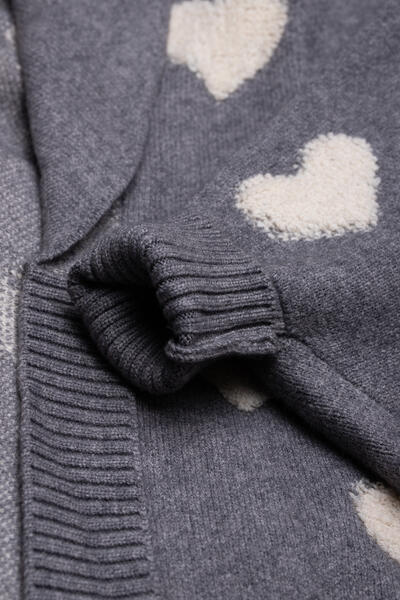 Ribbed Heart Cardigan Light Grey-Cardigan-SAACHI-Light Grey-Urbanheer