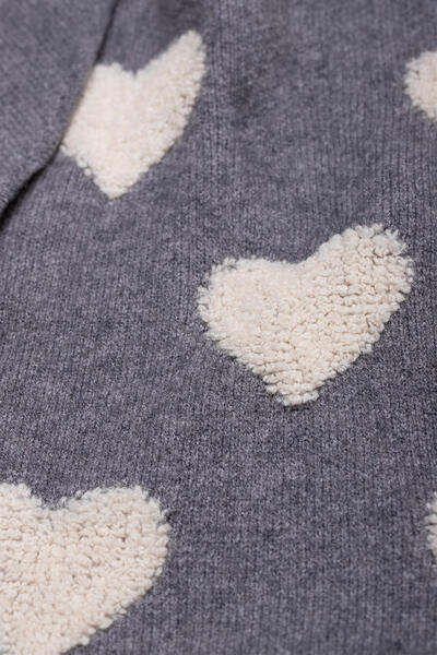 Ribbed Heart Cardigan Light Grey-Cardigan-SAACHI-Light Grey-Urbanheer