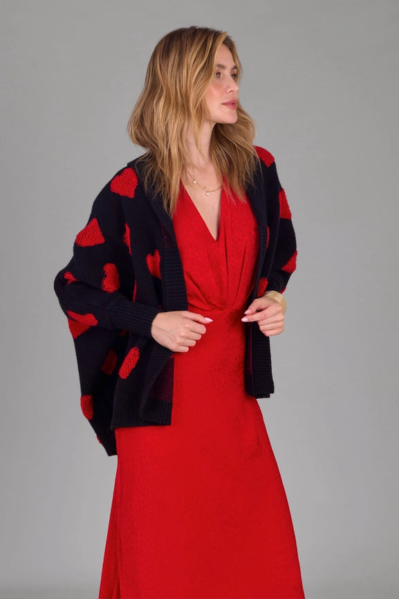 Ribbed Heart Cardigan Red & Black-Cardigan-SAACHI-Red & Black-Urbanheer