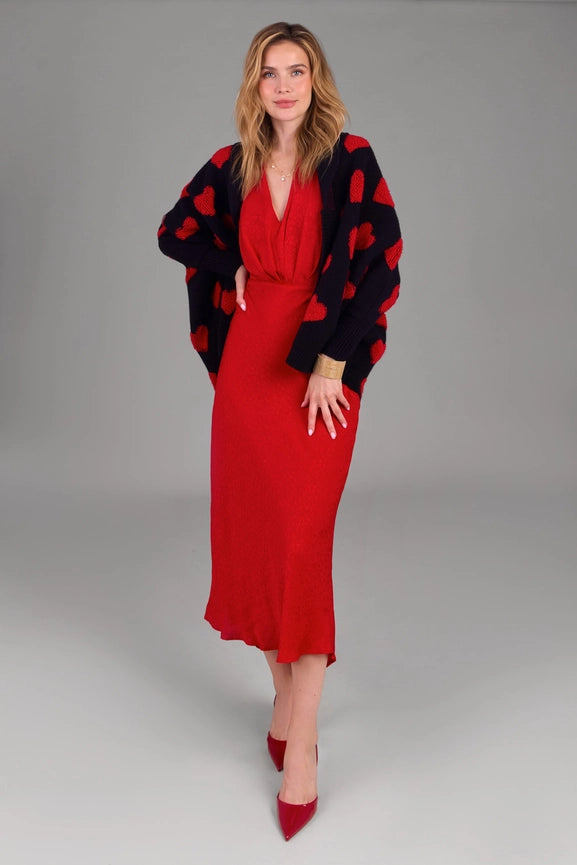 Ribbed Heart Cardigan Red & Black-Cardigan-SAACHI-Red & Black-Urbanheer