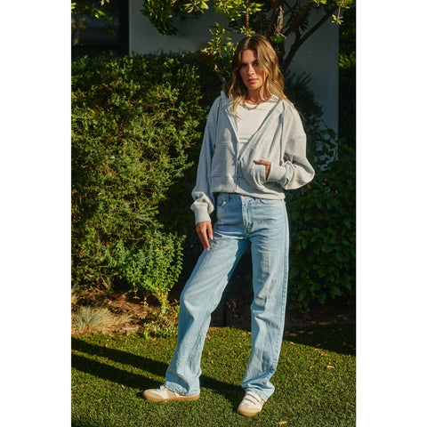 Ribbed Knit Full-Zip Hoodie