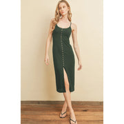 Ribbed Knit Midi Dress Hunter Green-Dress-Dress Forum-S-Urbanheer