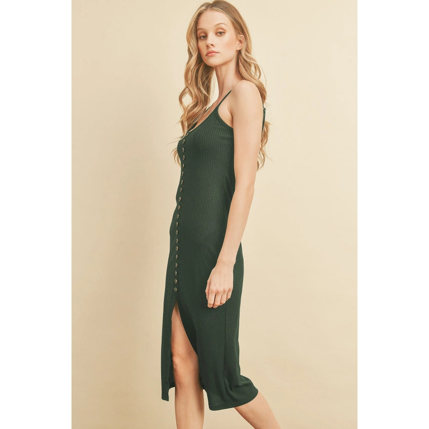 Ribbed Knit Midi Dress Hunter Green-Dress-Dress Forum-S-Urbanheer