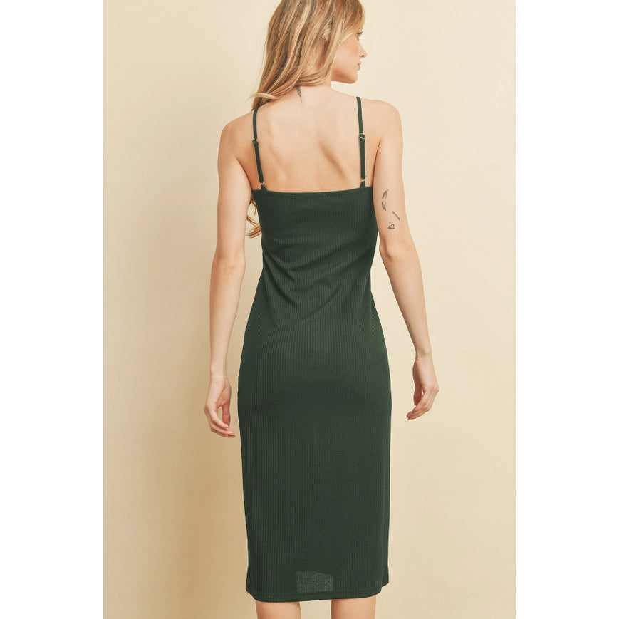 Ribbed Knit Midi Dress Hunter Green-Dress-Dress Forum-S-Urbanheer