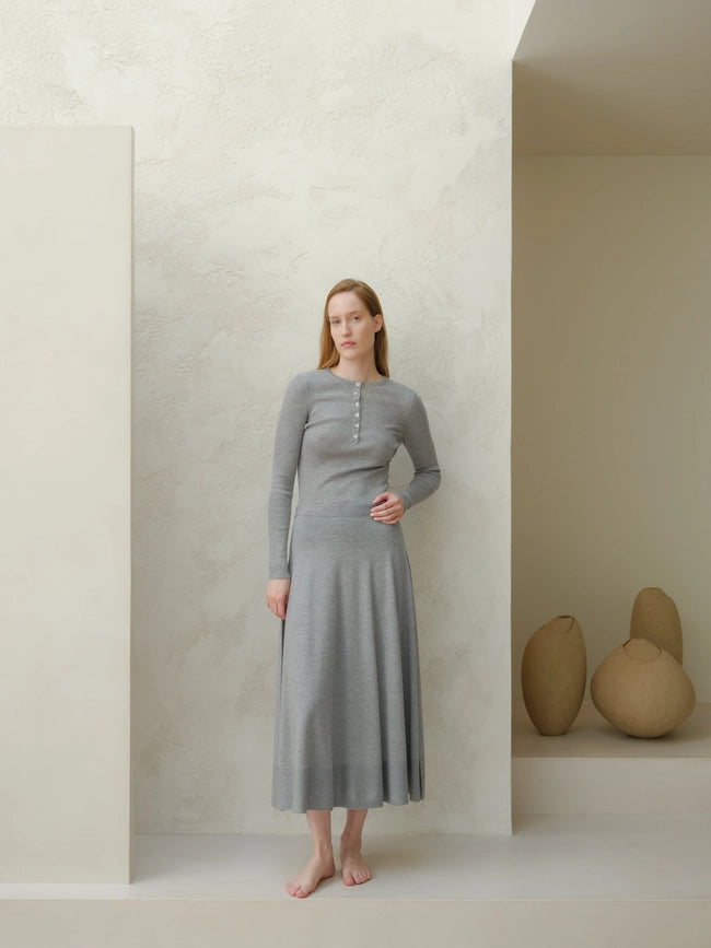 Ribbed Sweater in Extra Fine Merino Wool Grigio Chiaro-Sweater-LÈMME-M-Urbanheer