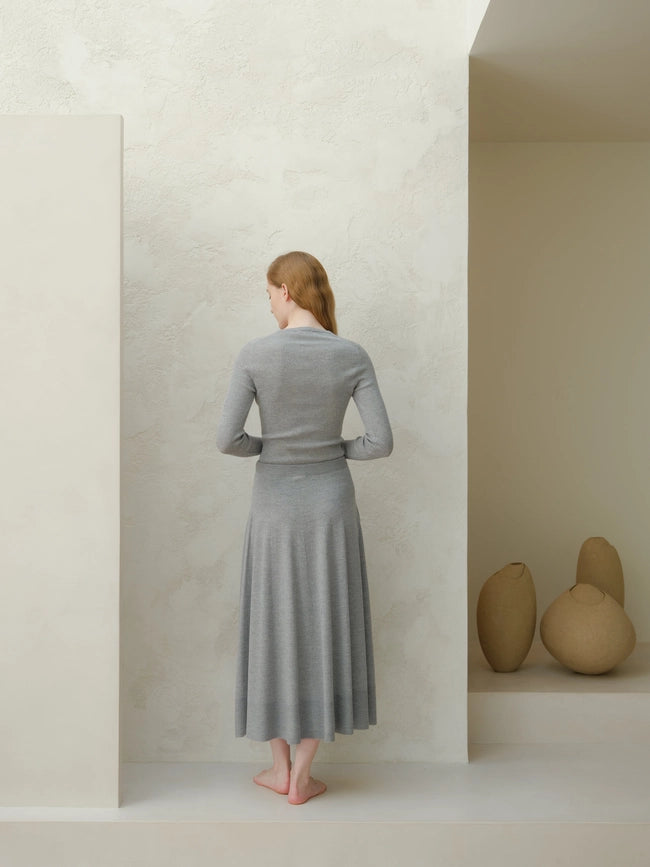 Ribbed Sweater in Extra Fine Merino Wool Grigio Chiaro-Sweater-LÈMME-M-Urbanheer