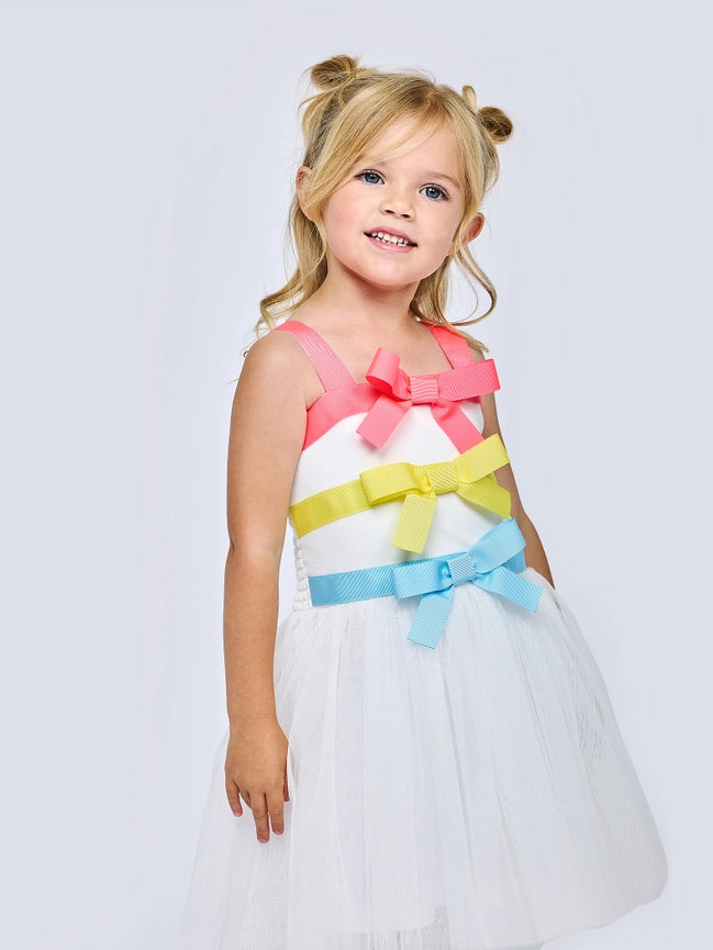 Ribbon Bow Tutu Dress-Dress-Hannah Banana-18M-WHITEMULTI-Urbanheer