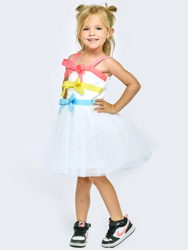 Ribbon Bow Tutu Dress-Dress-Hannah Banana-18M-WHITEMULTI-Urbanheer