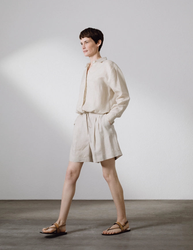 Ribbon Detail Boxy Shirt Beige-Shirt-A LINE-XXS/XS-Beige-Urbanheer