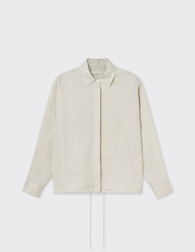 Ribbon Detail Boxy Shirt Beige-Shirt-A LINE-XXS/XS-Beige-Urbanheer