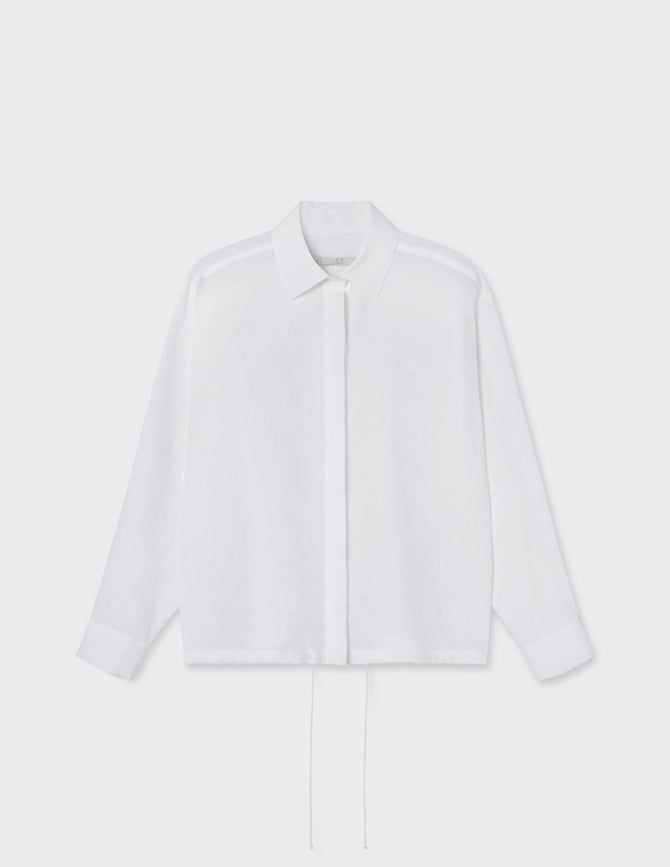 Ribbon Detail Boxy Shirt White-Shirt-A LINE-XXS/XS-White-Urbanheer