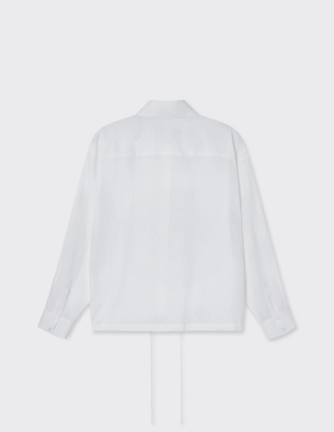 Ribbon Detail Boxy Shirt White-Shirt-A LINE-XXS/XS-White-Urbanheer