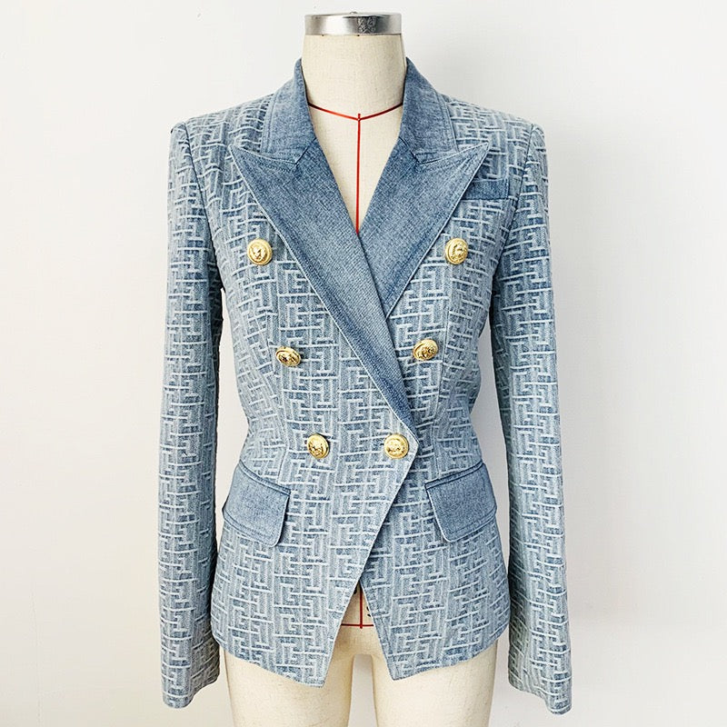 Rich Jacquard Denim Blazer