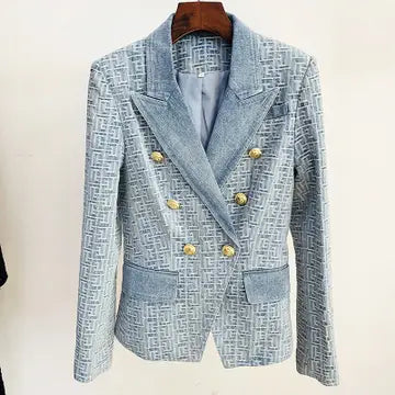 Rich Jacquard Denim Blazer