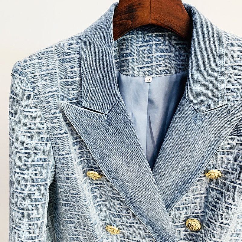 Rich Jacquard Denim Blazer