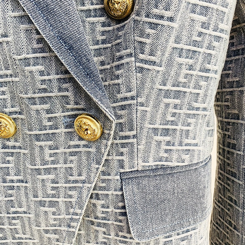 Rich Jacquard Denim Blazer