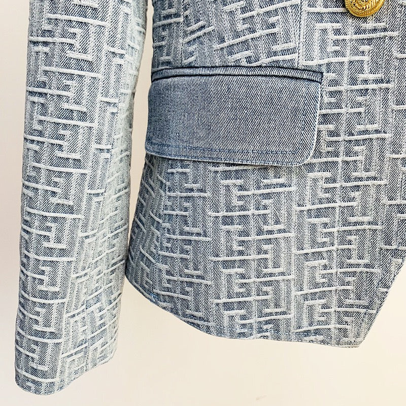 Rich Jacquard Denim Blazer