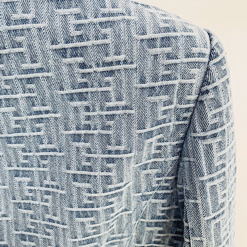 Rich Jacquard Denim Blazer