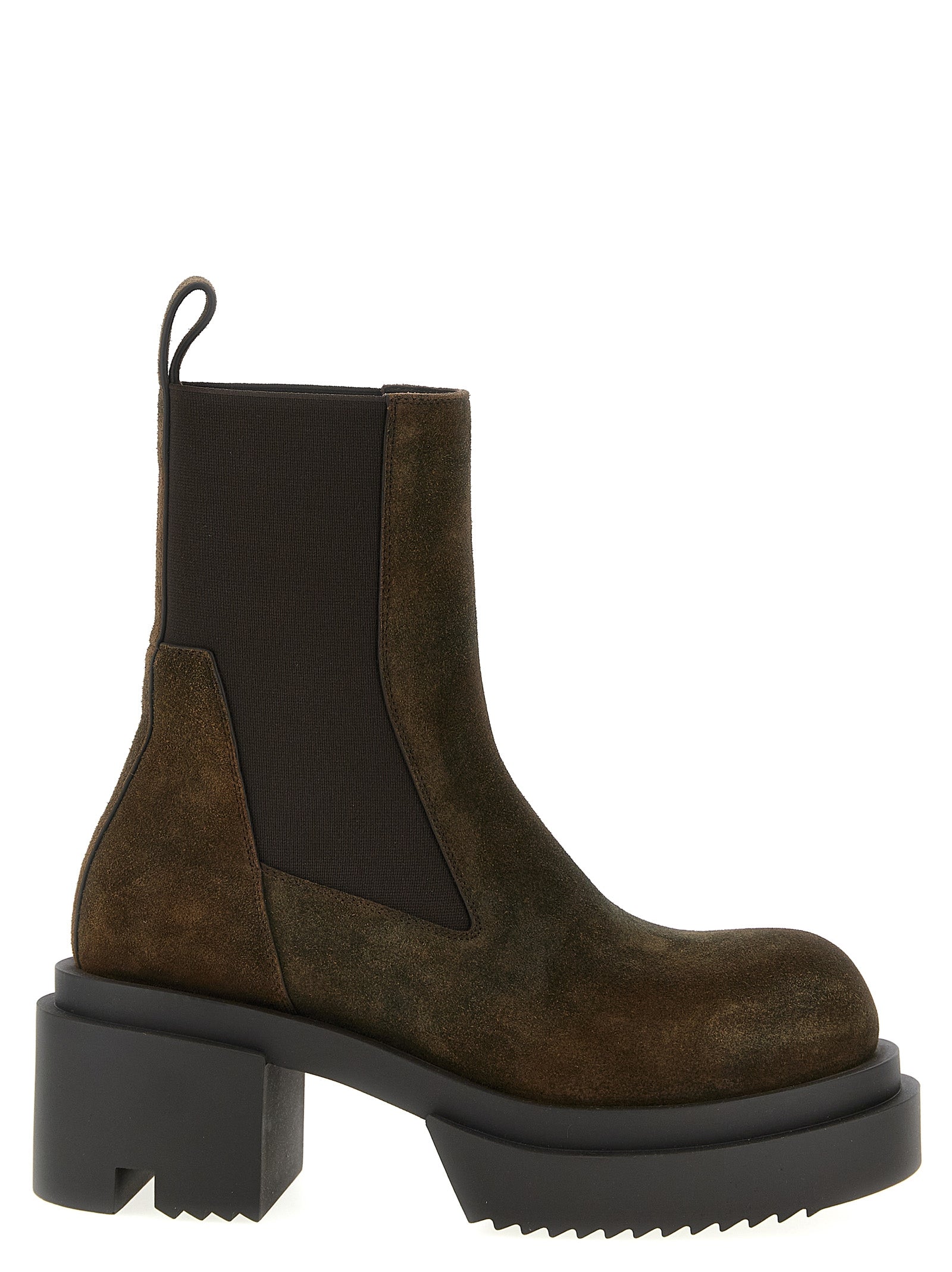 Hammered Leather Ankle Boots with Platform
