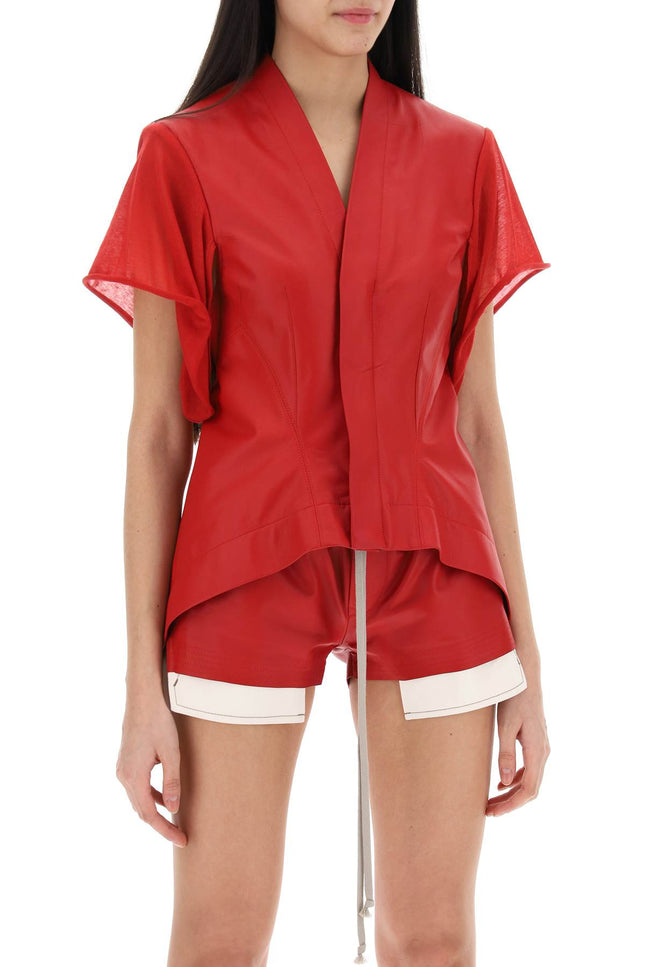 Rick owens jacket by tommy v in leather-women > clothing > jackets > leather jackets-Rick Owens-40-Red-Urbanheer