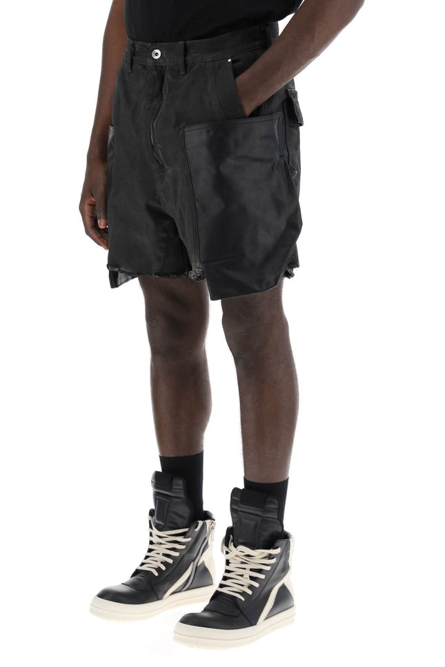 Rick owens stefan cargo shorts with leather inserts-men > clothing > trousers > bermuda and shorts-Rick Owens-32-Black-Urbanheer