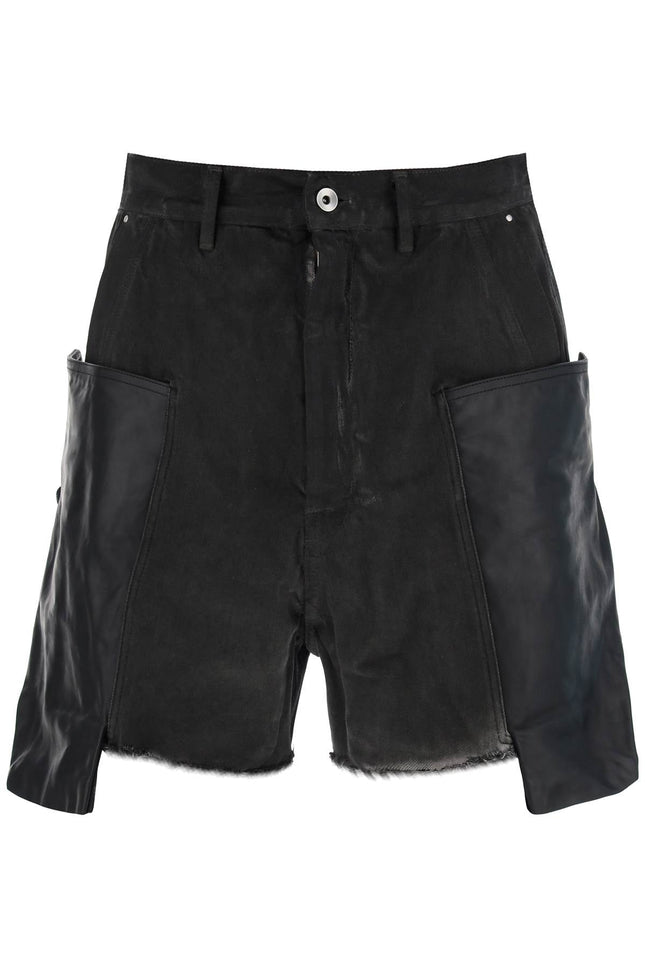 Rick owens stefan cargo shorts with leather inserts-men > clothing > trousers > bermuda and shorts-Rick Owens-32-Black-Urbanheer