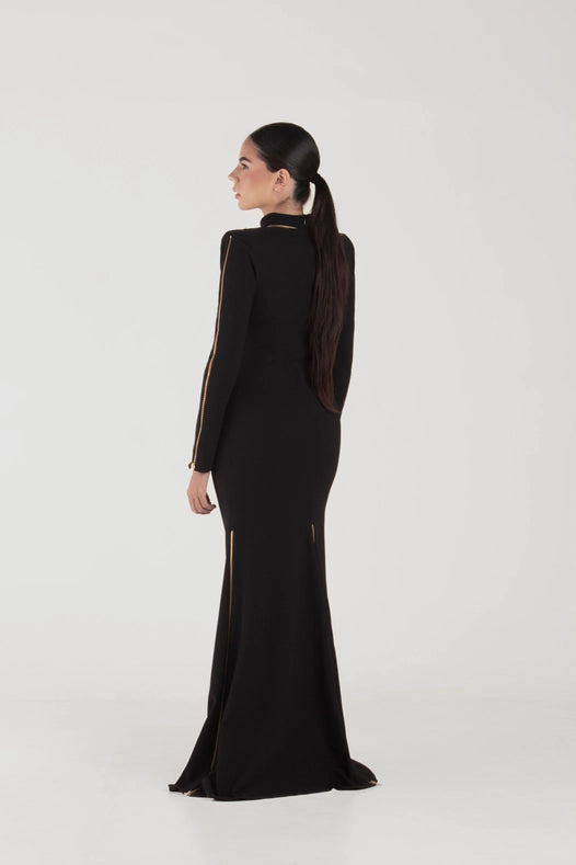 Rina Black Long Sleeves Dress-Dress-Ashley Stambouli-XS-Urbanheer
