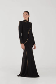 Rina Black Long Sleeves Dress-Dress-Ashley Stambouli-XS-Urbanheer