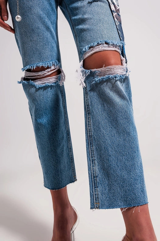Ripped Knee Jeans In Light Blue-Jeans-Q2-XL-Blue-Urbanheer
