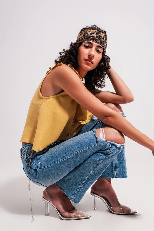 Ripped Knee Jeans In Light Blue-Jeans-Q2-XL-Blue-Urbanheer