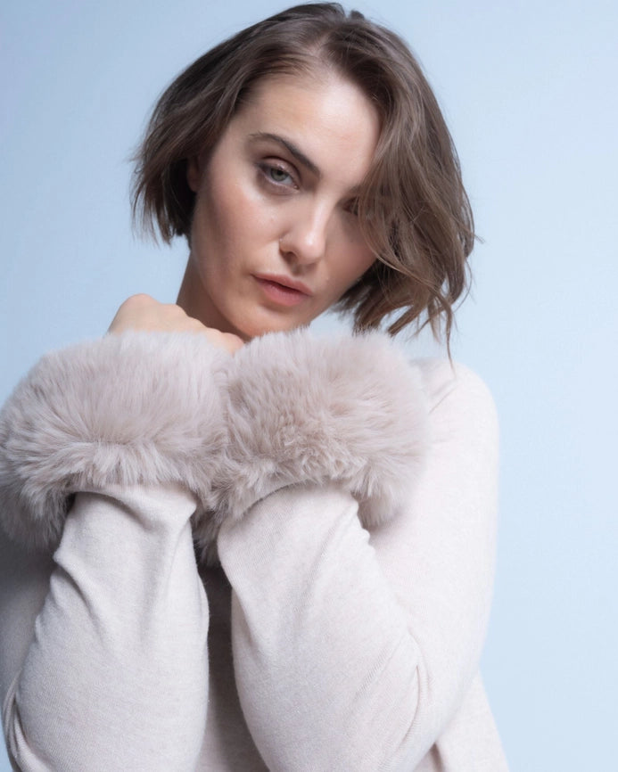 Rita Beige Fur Sweater-Sweater-NIZA-M-Urbanheer