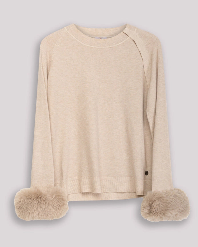Rita Beige Fur Sweater-Sweater-NIZA-M-Urbanheer
