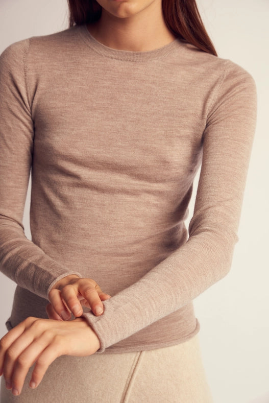 Rita Cashmere Knitted Crew Neck Pullover Brown-Pullover-Leap Concept-XS-Brown-Urbanheer