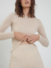 Rita Cashmere Knitted Crew Neck Pullover Ecru-Pullover-Leap Concept-S-Ecru-Urbanheer