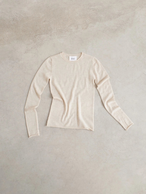 Rita Cashmere Knitted Crew Neck Pullover Ecru-Pullover-Leap Concept-S-Ecru-Urbanheer