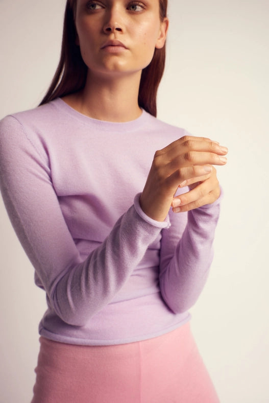 Rita Cashmere Knitted Crew Neck Pullover Purple-Pullover-Leap Concept-XS-Purple-Urbanheer