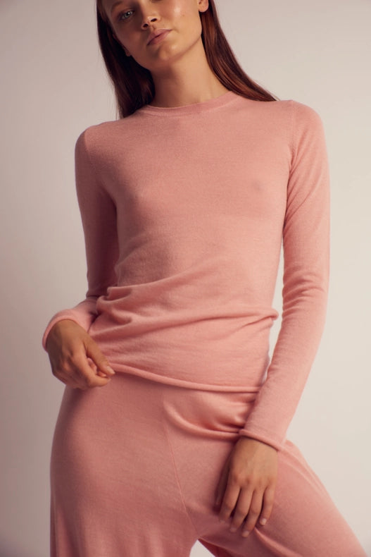 Rita Cashmere Knitted Crew Neck Pullover Salmon-Pullover-Leap Concept-XS-Salmon-Urbanheer